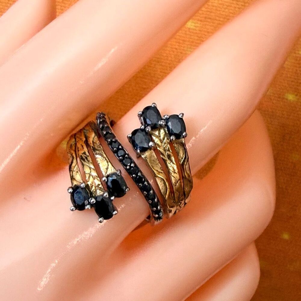 Karis STS Two Tone Black Stone Multi Band Statement Ring